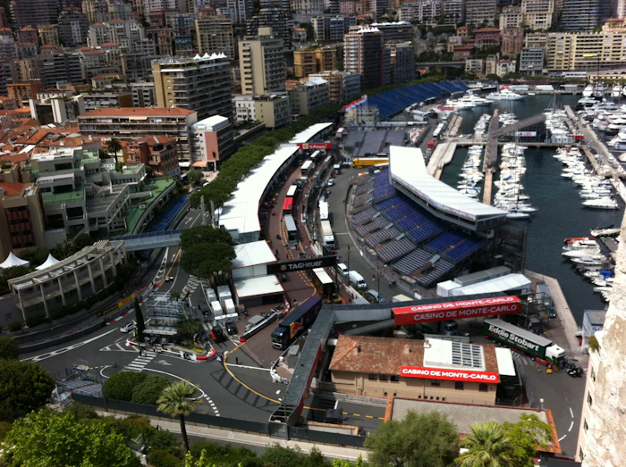 Le tribune del circuito di Monaco dall’alto